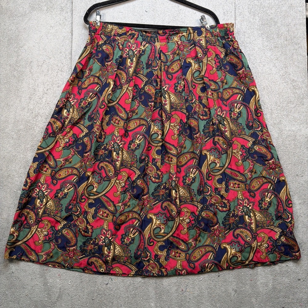 Vintage Paisley Midi Skirt Womens 20W Maggie McNaughton 90s A Line